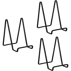 3 Pack 4 inch Metal Plate Stands for Display, Plate Holder Pictures Frame Easel Display Stand, Tabletop Picture Stand, Iron Easels for Display Photo Frames, Plates, Vinyl Record,Book, Plaque, Sign