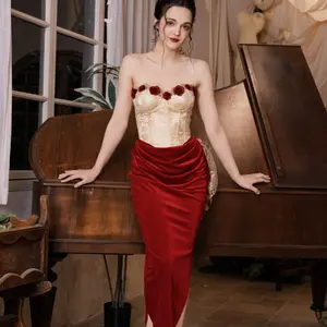 Spanish Wild Rosa Corset Dress-LuminaVenus Dresses Corset Dress Formal Womenswear Evening Workwear birthday dresses charistmas dress elegant outfits Casual  Red Minimalist
