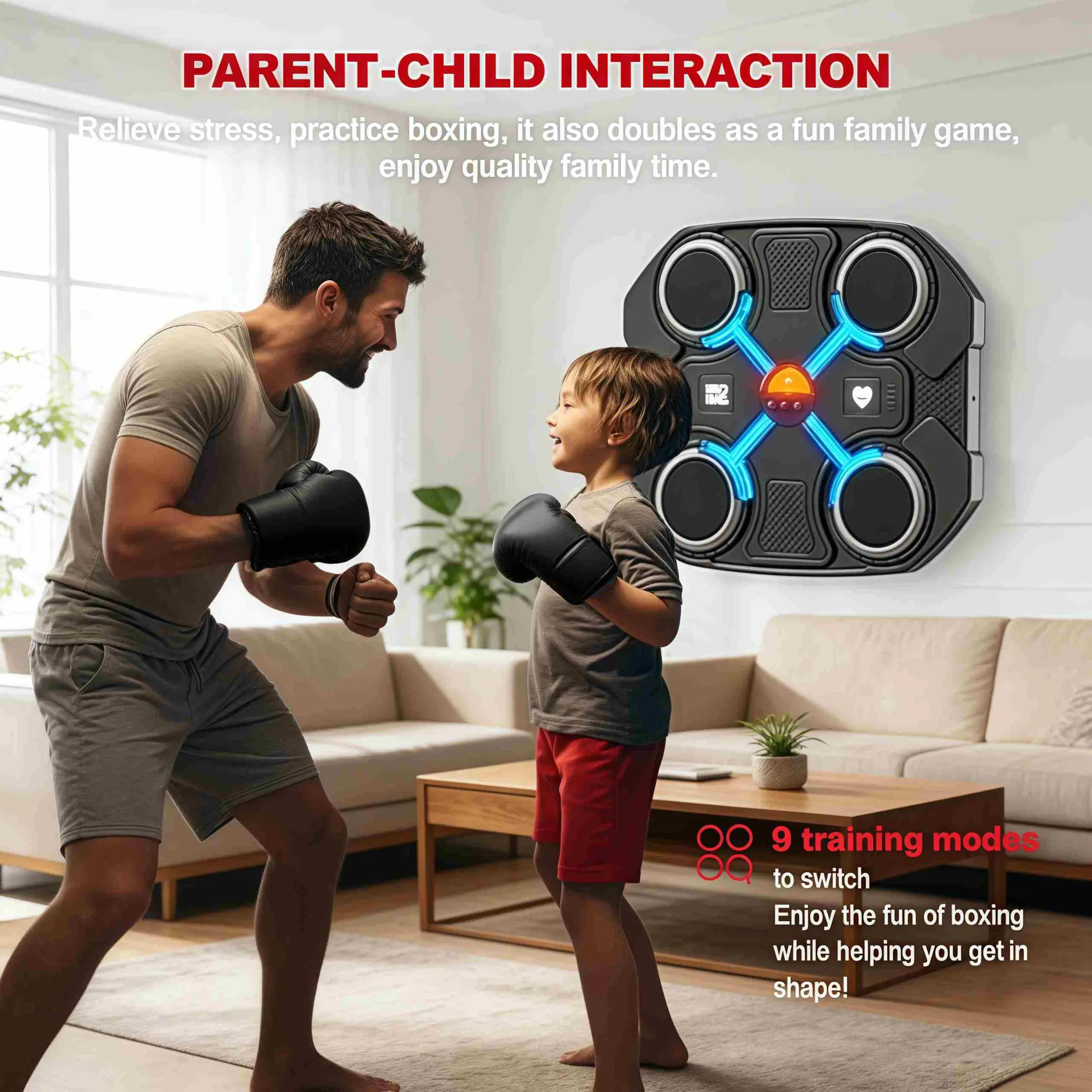 Interactive Punching Pad Game for Ages 3+, Four-Key Smart Boxing Target, Sensory Training, Reaction Speed, Rhythm Exercise, Unisex Abs Material, Boxing Speed Trainer