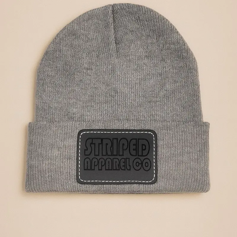 Striped Apparel Co Stocking Cap Gray/Black with Embroidered Logo for Men