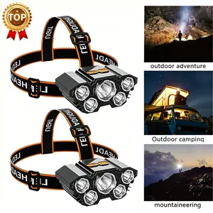 2 Pack Rechargeable Portable LED Headlamp with 4 Modes, Waterproof Bright Head Light, Adjustable Forehead Flashlight for Camping, Hiking, Running, Hard Hat Work,Construction,Car Repair,Emergency&Night Fishing,Long Lasting Hands-Free Gear with Sturdy Strap