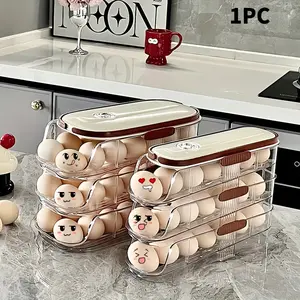 Space-Saving Egg Storage Rack for Refrigerator - Fridge Organization, Automatic Rolling, Large Capacity, 1/2/3 Layers, Durable PP+PET Material, Egg Storage Box, Refrigerator Accessories