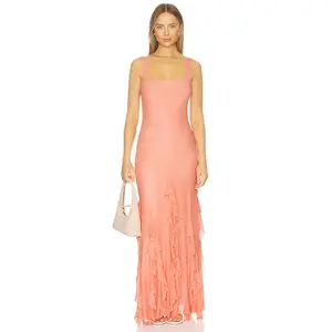 Especia Radiant Peach Long Dress in Coral