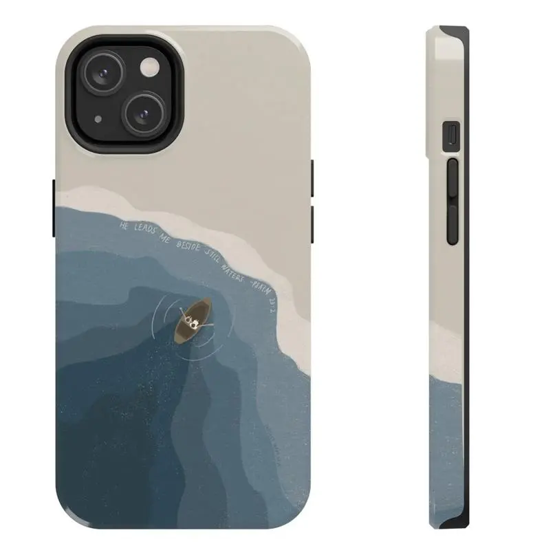 Christian Durable Shockproof Polycarbonate Phone Case - Psalm 23.2 "He Leads Me Beside Still Waters" Bible Hard Shell, Mobile Phone Accessories for iPhone 11/12/13/14/15/16/17 Pro, ProMax, Plus, Air - Christ Baptism Gift, Drop‑Safe Tpu, Christian Users