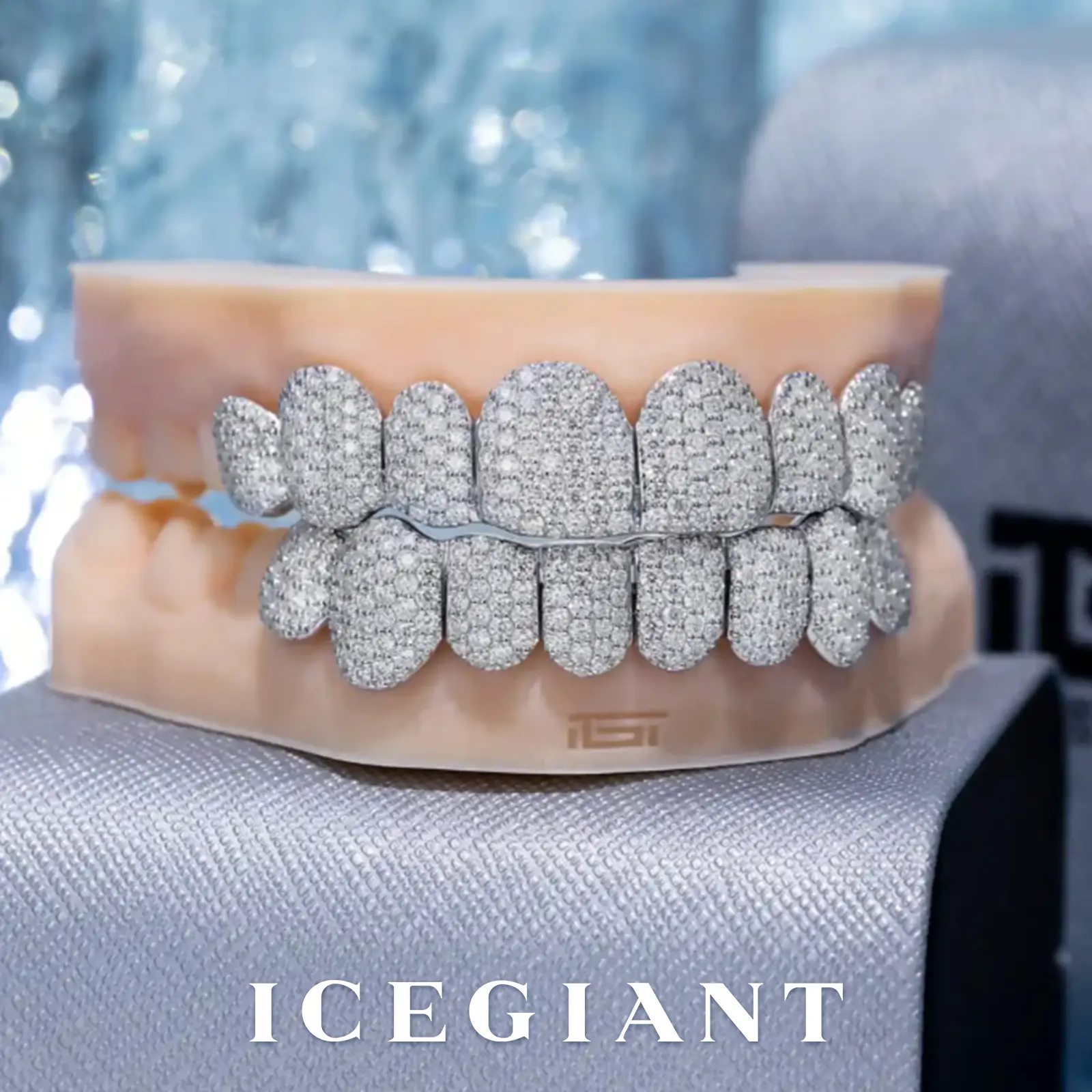 Custom Fully Iced Honeycomb Rimless Setting Grillz