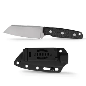 Vosteed Mink Fixed Blade Knife - 3.99" Nitro-V Modified Sheepsfoot Blade, Black Micarta Handle, Kydex Sheath - EDC/Camping/Hiking - D0103