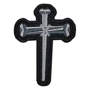 Christian 3 Nail Cross embroidered Biker patch