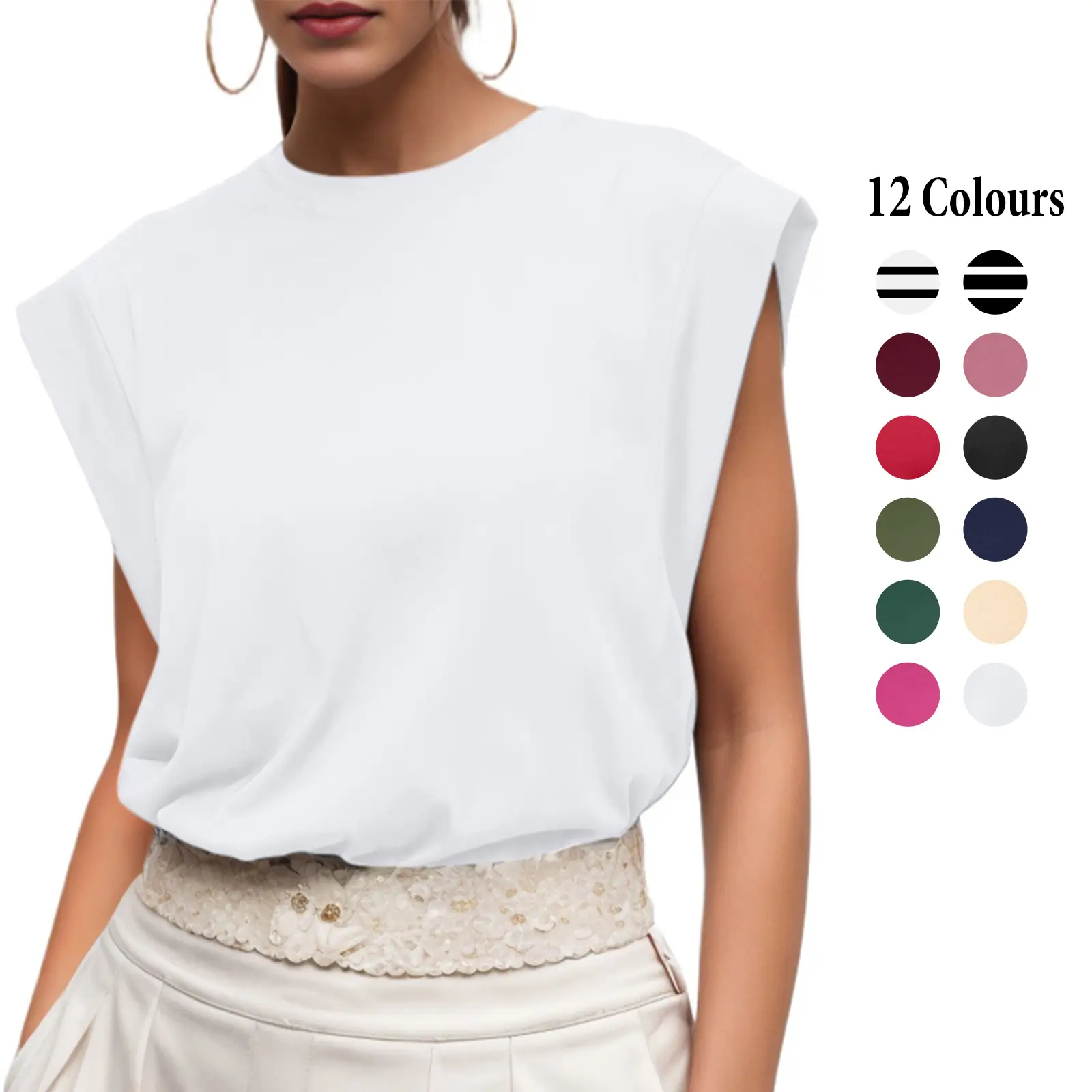 GRECERELLE Women 2025 Cap Sleeve Tops Summer Casual Tee Shirt Loose Crew Neck Basic Tank Trendy Work Vacation Outfits Womenswear going outfits Black C