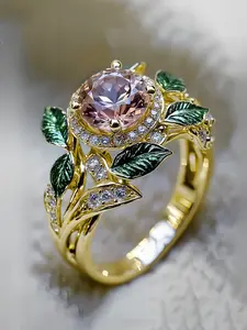 Vintage Zircon Leaf Vine Ring, Fashion Elegant Design, Women's Unique Stylish Accessory, Versatile Jewelry for All Occasions, Vintage Promise Rings