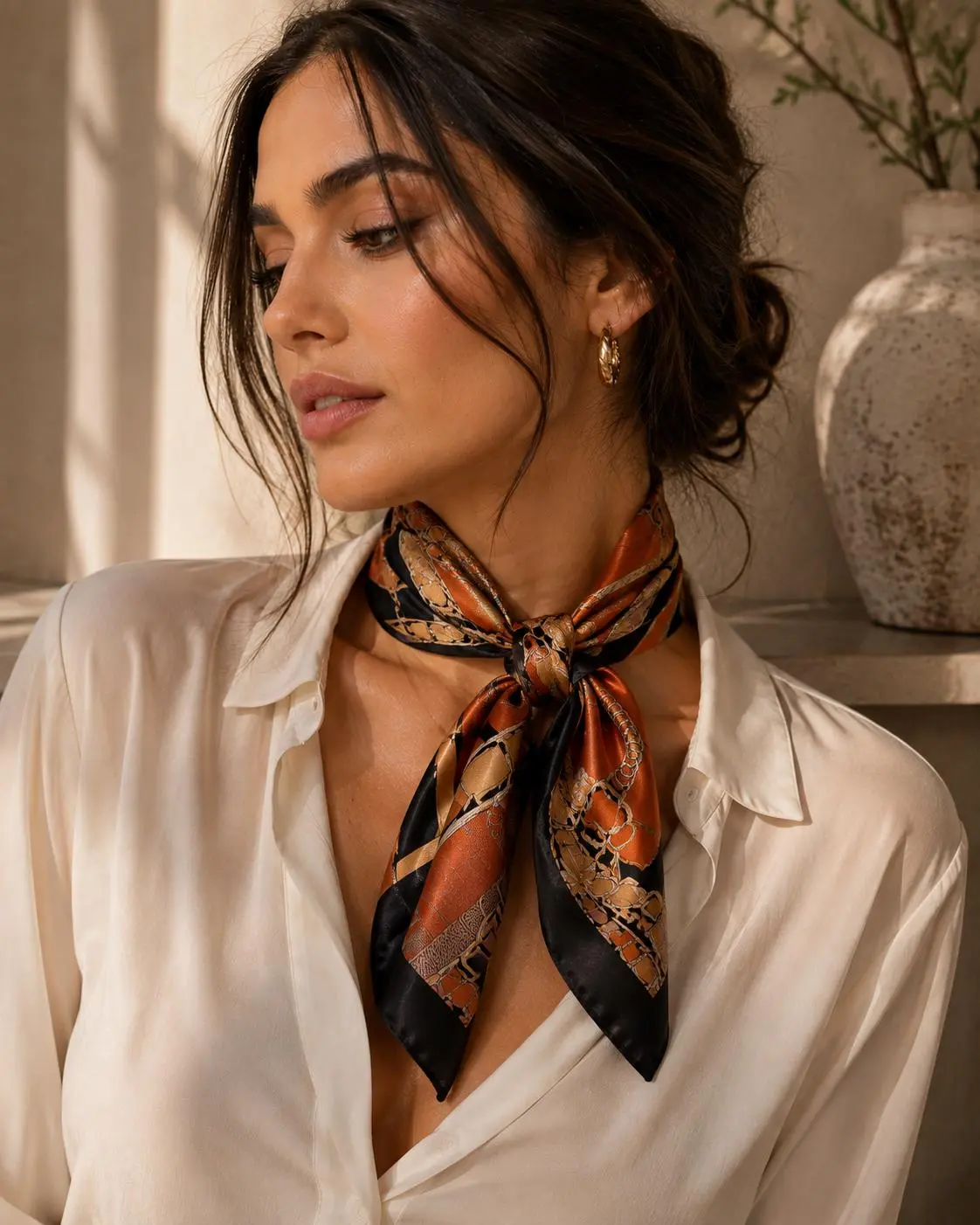 Women’s Satin Printed Scarf – Elegant Lightweight Neck Scarf, Soft Fashion Wrap, Stylish Square Scarf, Versatile Accessory for Casual & Dressy Outfits