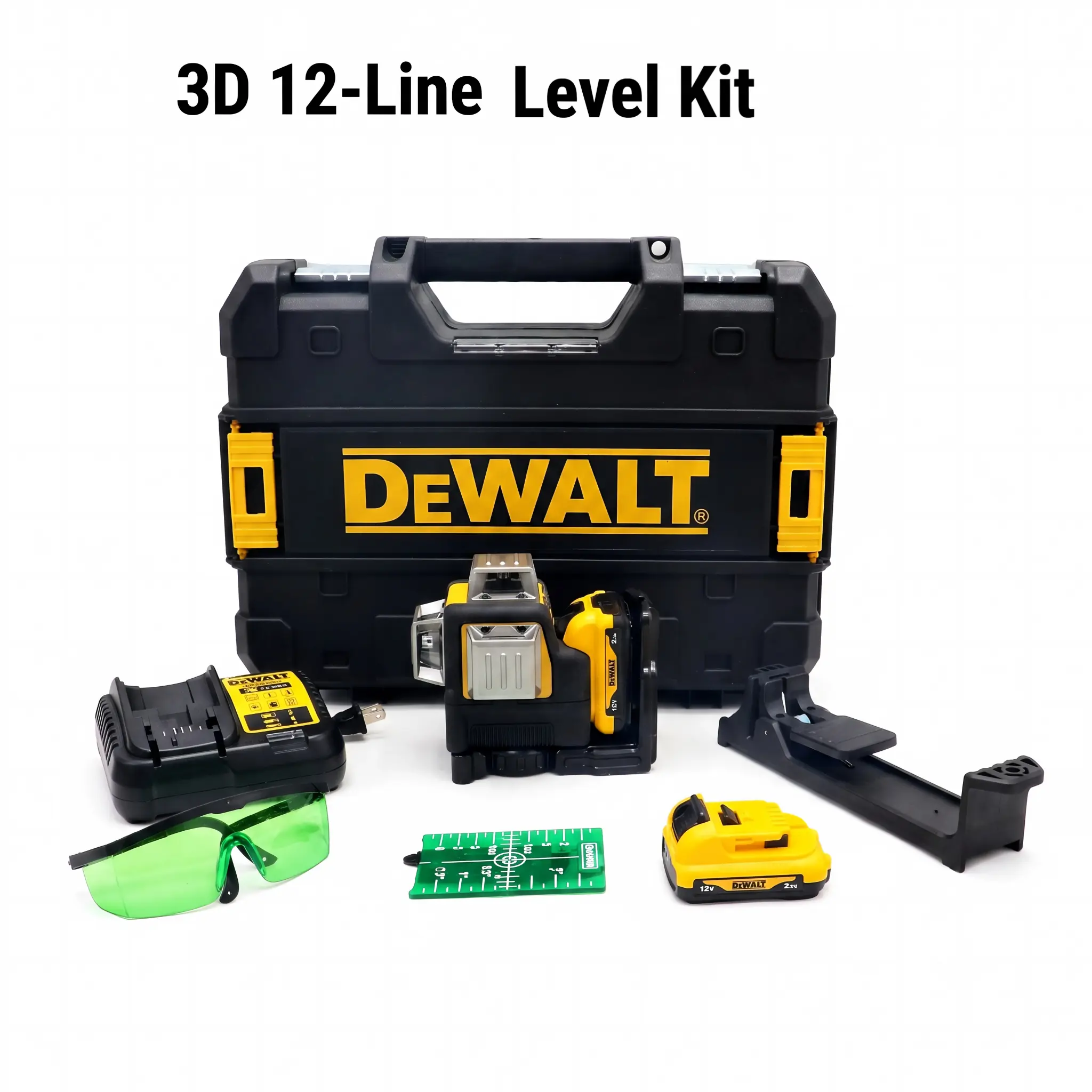 DEWALT 089LG Level Kit with 3D 12-Wire, Max XR Brushless Impact Wrench, Anvil Ring Hog for Construction & Renovation Projects brake electronic lithium-ion cordless impact torque nm task grinder reliable performance