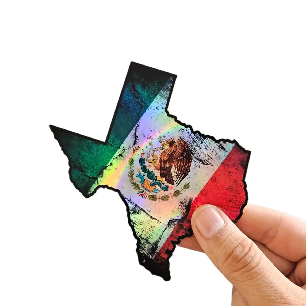 TexMex Sticker - Colorful Map Shape with Mexican Flag Design - As shown in the Image