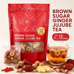 Brown Sugar Ginger Jujube Tea Bags, Rose Longan Goji Herbal Tea, Women’s Warm Monthly Comfort Routine, 12 Count