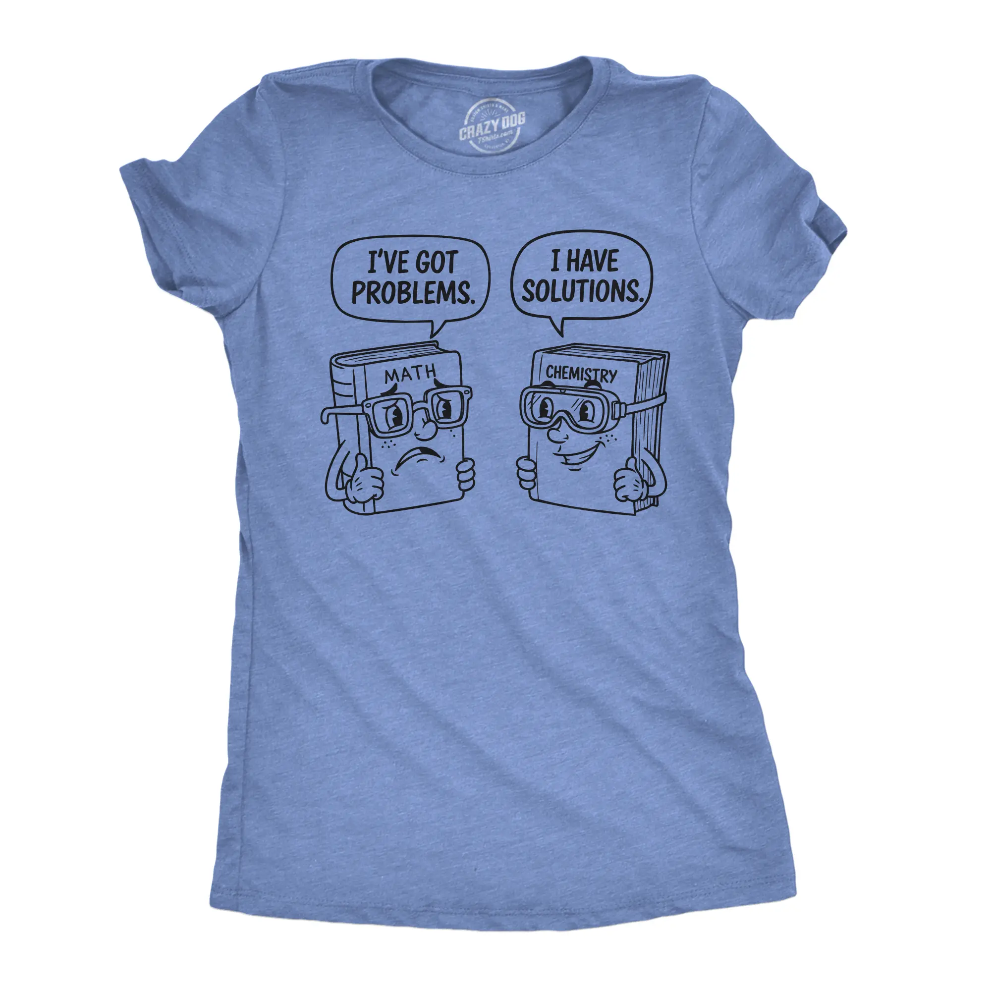 Womens Funny T Shirts Problems and Solutions Sarcastic Math and Science Graphic Novelty Tee for Ladies Funny Womens T Shirts Cute Vintage Fashion Casual Ladies T-Shirt Gift Nerd Tops for Women Funny Science Top Light Blue