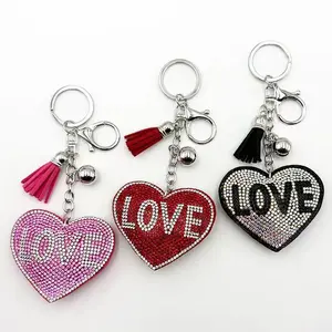 Bling Rhinestone Love Heart Keychain | Sparkly Love Bag Charm | Perfect Purse Pendant for Women