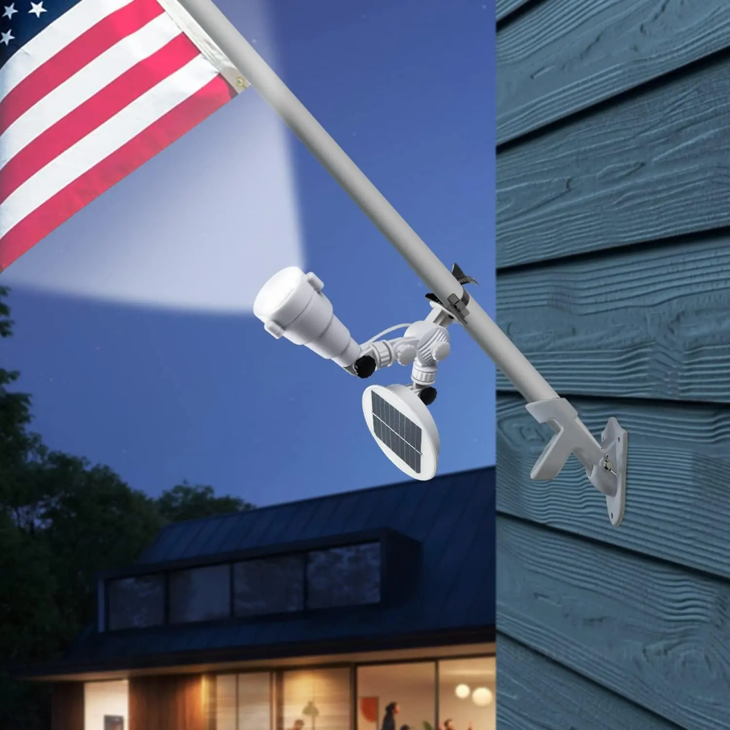 Solar Flag Pole Light, Bright color changing,red and blue, white Flagpole Light Upgrade Solar Powered for 5ft 6ft Flag Pole,Waterproof Outdoor Dusk to Dawn Led Solar Lights,Outside House Garden Yard American Flags Decor