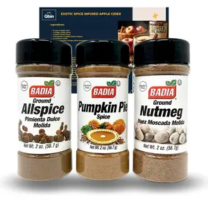 Badia Spices Autumn Baking Set - Ground Allspice, Pumpkin Pie Spice, and Ground Nutmeg - Gluten-Free, Kosher Seasonings - 2 oz. Each - QBIN Recipe Card Included - Variety Pack of 3 Flavor Cinnamon hominy corn