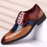 DINAOR Men's Formal Footwear - High-Gloss Patent Leather, Breathable, Laced, Silicone Accents, Beads, Ankle-Cut, Brogue, Classic Casual All-Season Shoes for Office Business Use