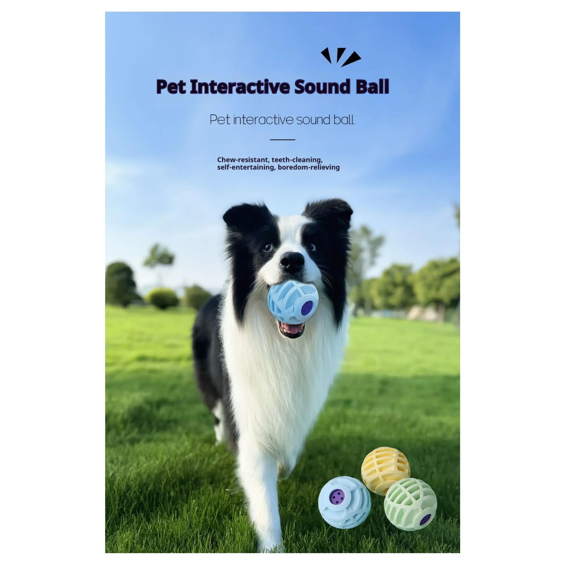 Pet Interactive Sound Ball for Dogs & Cats - Boredom-Relieving, Self-Entertaining, Voice-Activated Squeaky Toy, Food-Grade Durable Silicone, Indoor Play Exercise, 11.5x9.5x6cm, 76g/0.168lb, Macaron Colors