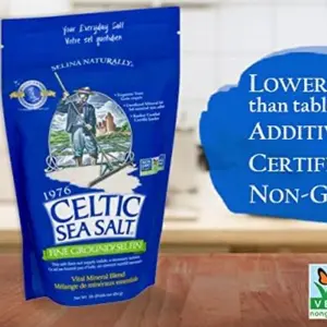 Selina Naturally Celtic Sea Salt Fine Ground - Vital Mineral Blend Flavor Low Fat Low Sugar Sugar Free Organic Dairy Free Fruity Bottle Natural