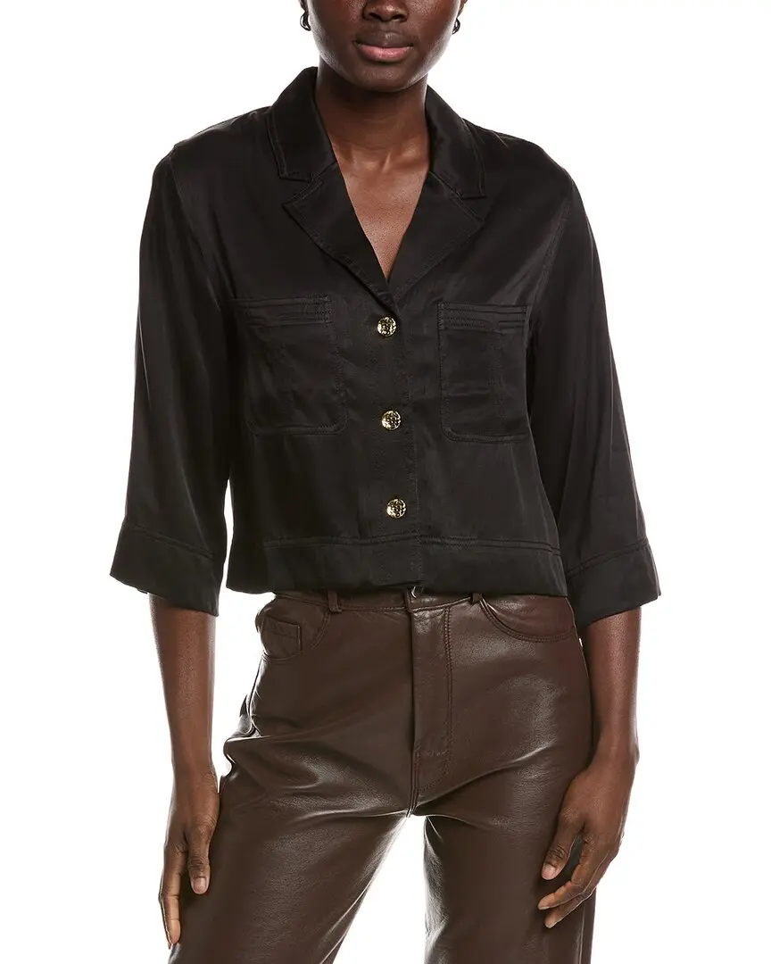 GANNI Washed Satin Crop Shirt