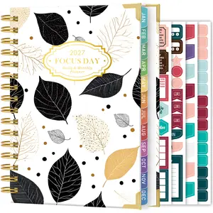 Planner/Calendar 2027, Daily and Monthly Planner from January 2027 to December 2027, with Hourly Schedule, Ruler, 4 Planning Stickers, Spiral Appointment Book for Women Men Organize Tasks, 6.5" X 8.4"