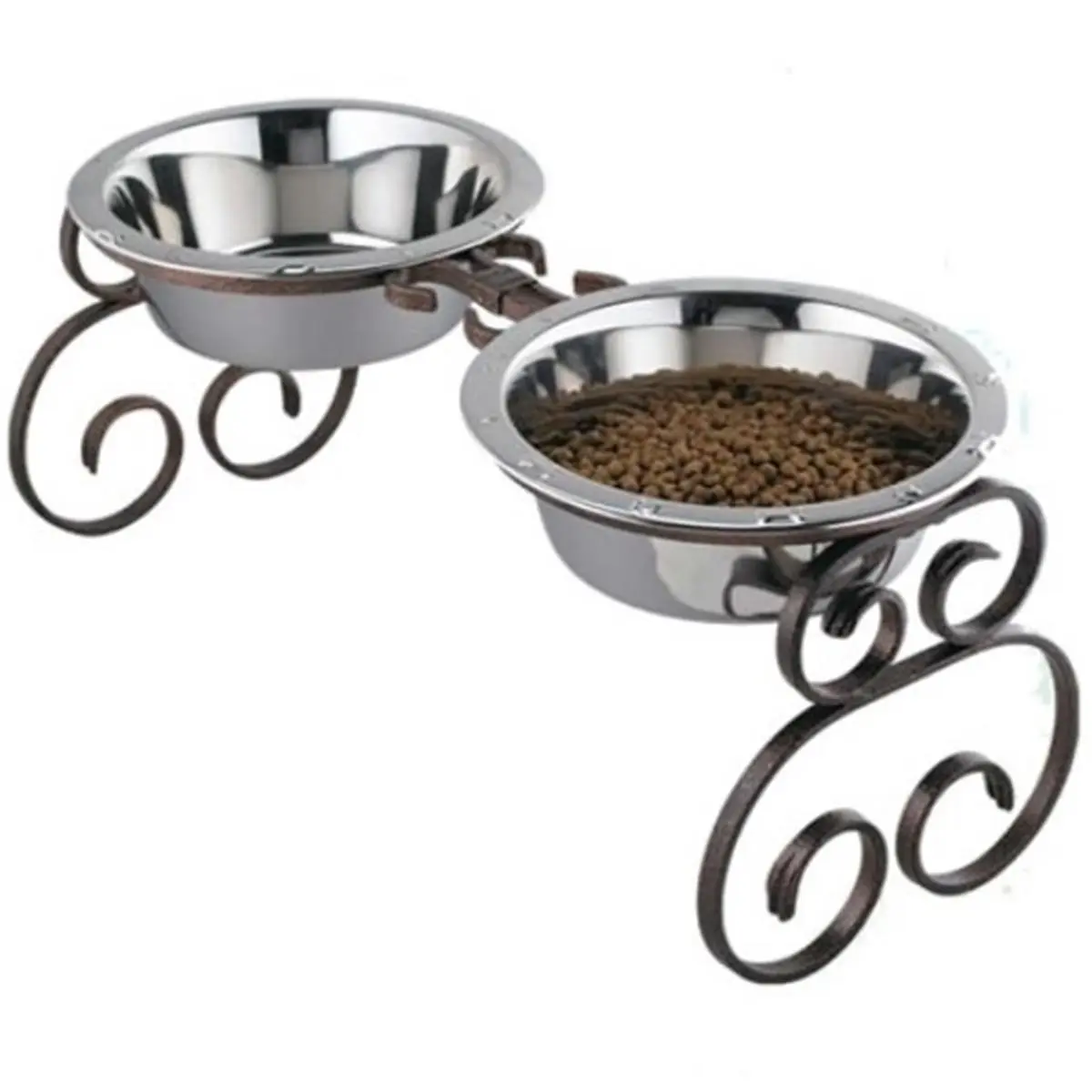 212 MAIN Diner Kitchen Sink - 3 Qt Heavy Line Stainless Steel Double Bowl, 10-in H, Powder-Coated Black Iron Frame, Durable Easy-Cleaning Fixture, 10" H
