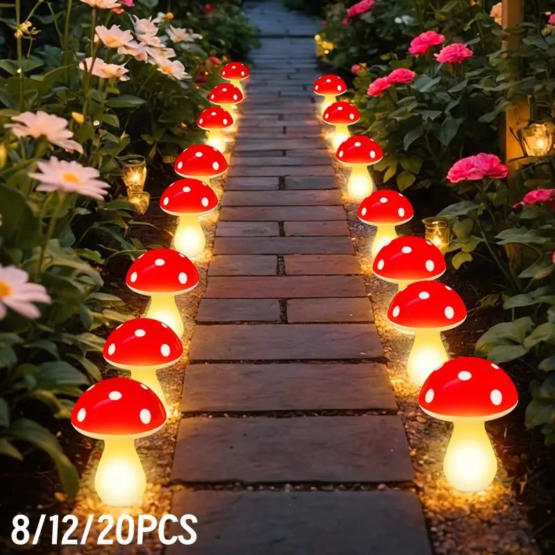 Battery-Powered Mushroom Light, 8 Lighting Modes, Garden Path Decoration, Garden Decor Lights, Cute Party Decor for Courtyard Gardens, Outdoor Pathway Lighting, Outdoor Landscape Lighting, Battery Operated Light