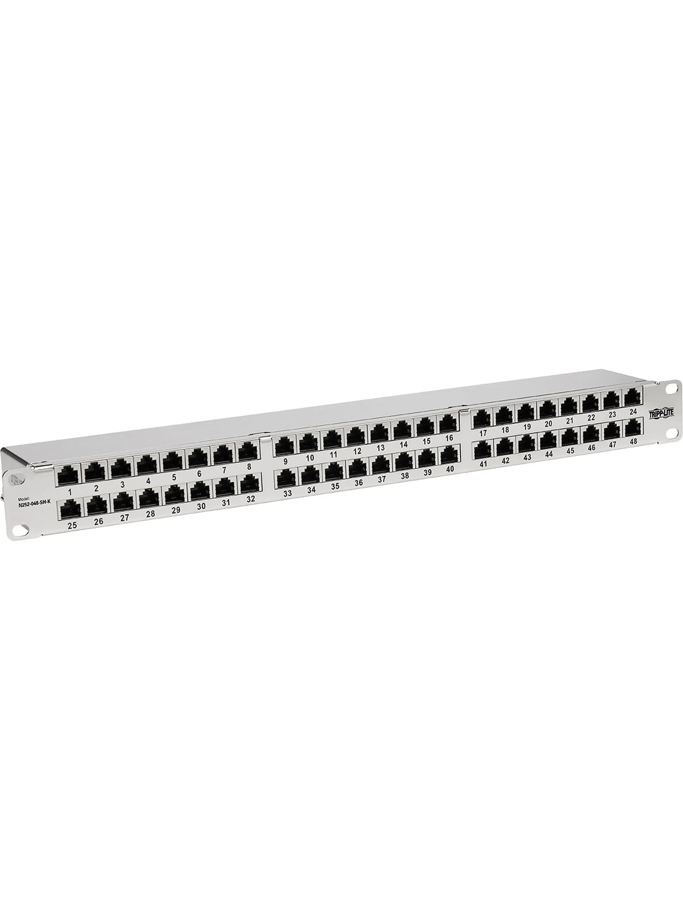 Tripp Lite TRL-N252-048-SHK 1U Shielded Patch Panel, 48-Port Krone IDC 568B RJ45, Compatible with Cat5e & Cat6 Cables, for Patch Management