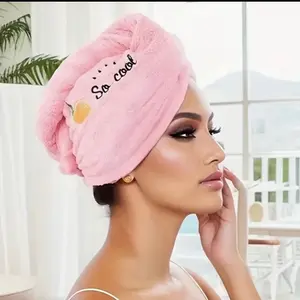 Magic Microfiber Hair Drying Towel Quick-Dry Super Absorbent Shower Cap & Turban Soft Polyester Bath Hat with Button Closure Multi-Color Options Purple