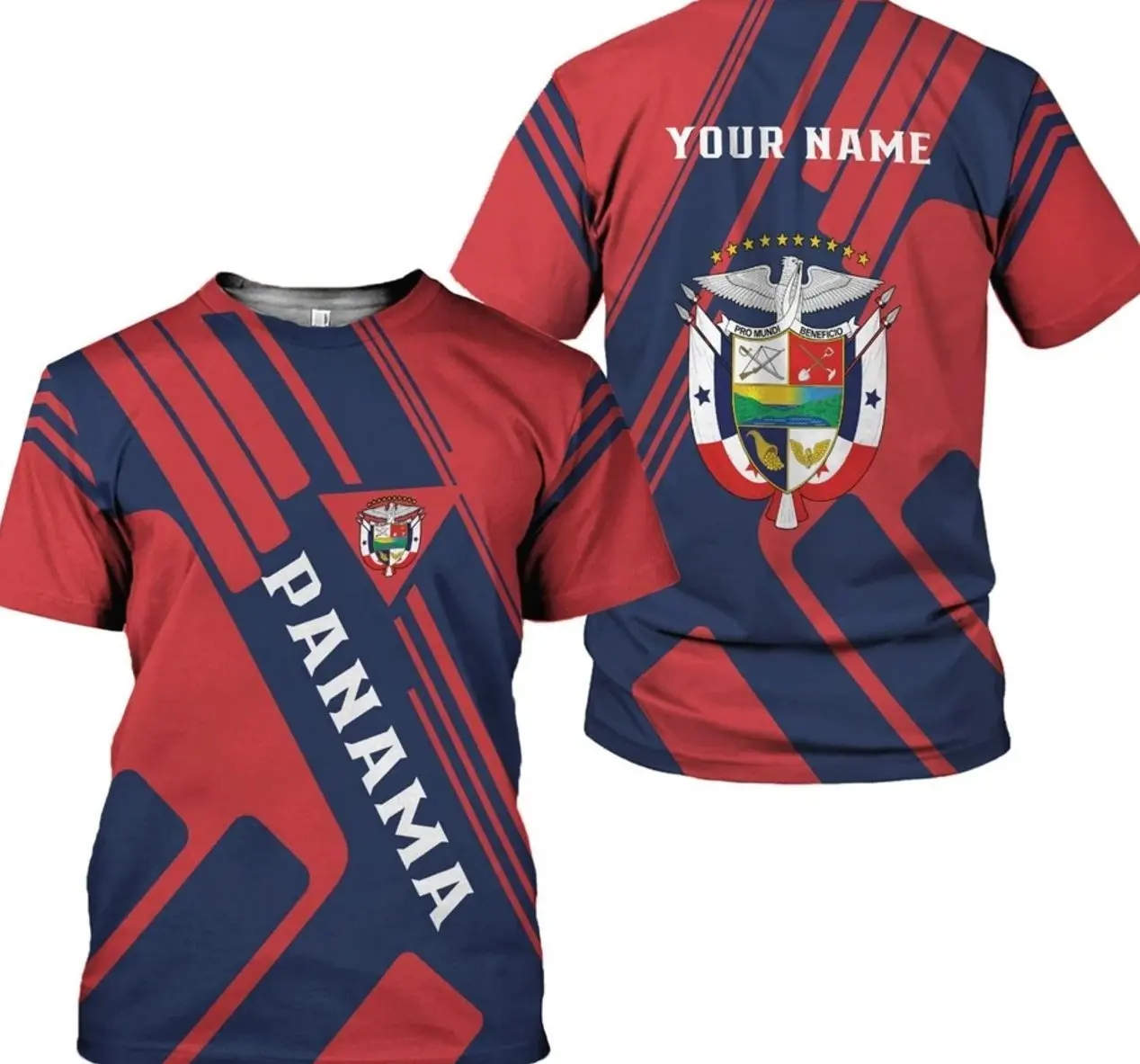Custom Panama Flag T-Shirt, Personalized Name All-Over Print Graphic Tee, Men & Women Cultural Apparel 31E
