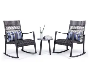 Backyard Expressions 3-Piece Wicker Patio Rocking Chair Set