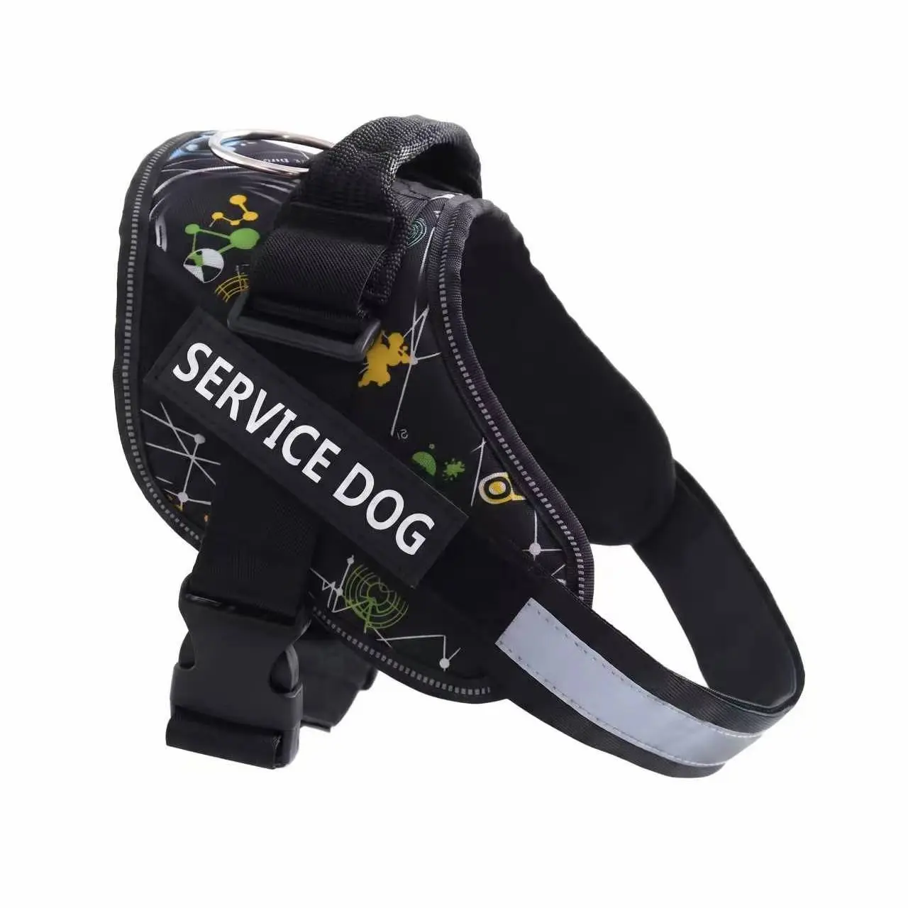 Personalized No-Pull Reflective Strip Dog Harness - Breathable Mesh Pet Vest with Custom Patch, Top Handle for Safe Outdoor Walking, Reflective Strip Harness