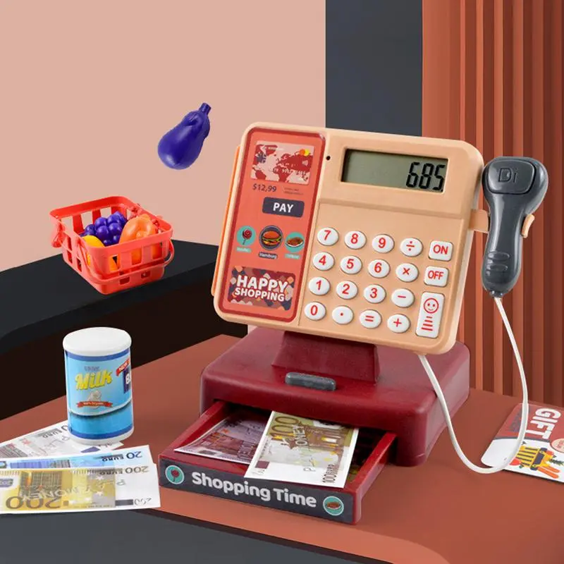 Simulation Cash Register Toy, 1 Box Pretend Play Cash Register Toy with Sound Calculation Function, Early Education Toy for Teenager, Pretend Play Set