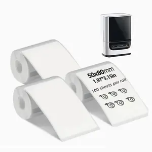 Label Printer Paper for Phomemo M220 Label Printer, 3 Rolls 100pcs/roll Barcode Address Email Label Sticker, 50x80mm(1.97"x3.15"）