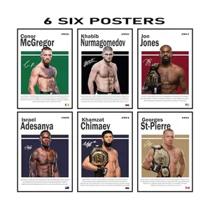 Set of 6 UFC Legends Posters, McGregor, Khabib, Jon Jones, Adesanya, Khamzat Chimaev, GSP, St-Pierre Poster, MMA Fighter Wall Art