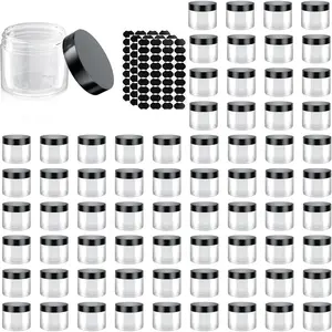 70 Pack 2 oz Plastic Jars with Lids - Leak Proof Clear Cosmetic Containers for Body Butter, Slime & Travel - BPA Free Refillable Empty Round Sample Canisters with Wide Mouth for Spices