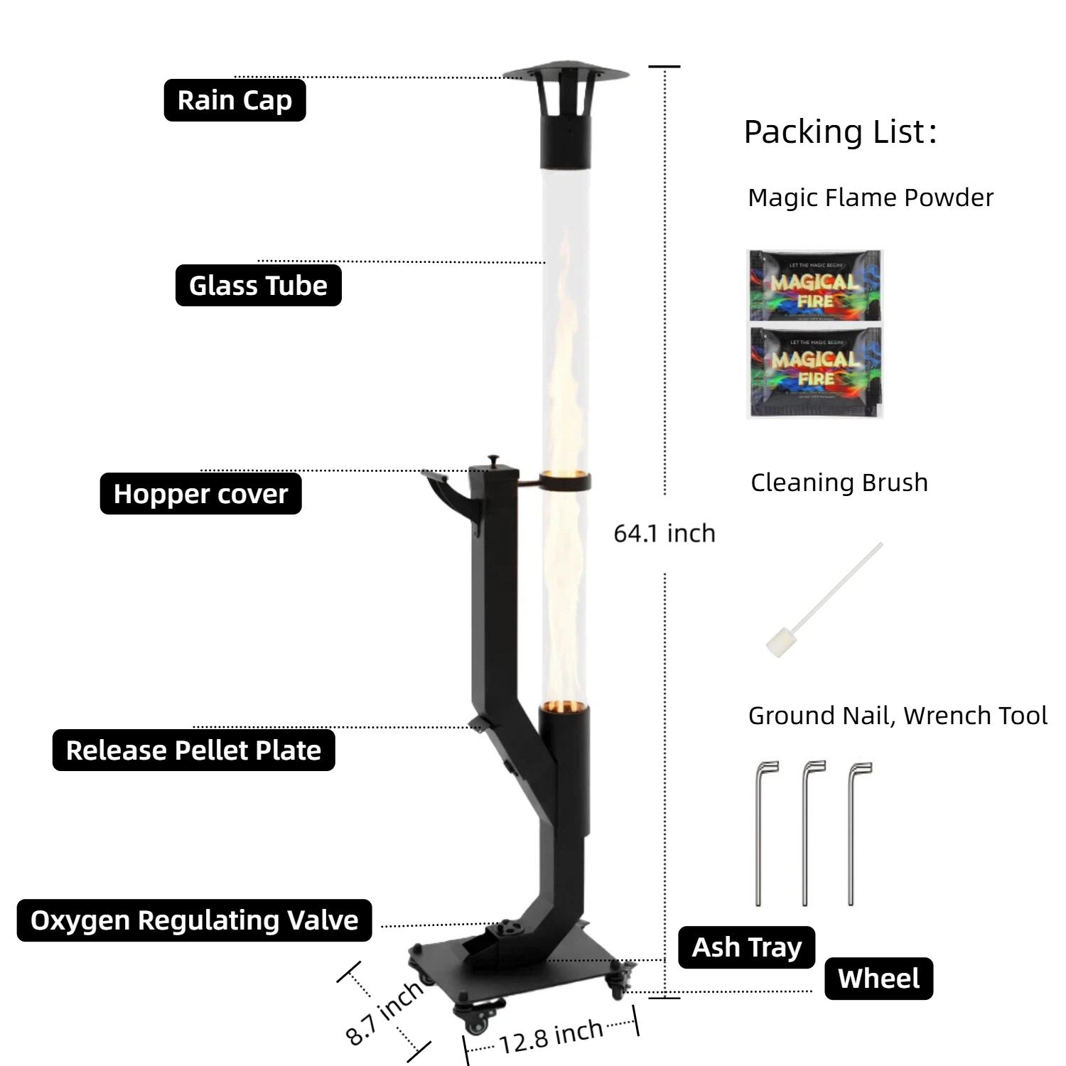 Outdoor Pellet Fire Feature with Vertical Flame | Modern Steel Patio Flame Column for Ambience & Atmosphere | Portable Decorative Fire for Backyard, Garden, Camping & Parties Outdoor Pellet Fire Feature with Vertical Flame | Modern Steel Patio Flame Column for Ambience & Atmosphere | Portable Decorative Fire for Backyard, Garden, Camping & Parties