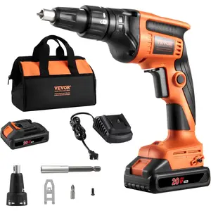 VEVOR Drywall Screw Gun, 20V Max Drywall Screwgun, 4200RPM Brushless Cordless Drywall Gun Kit with 2 Battery Packs, Charger, Belt Clip, and Tool Bag, Forward and Reverse Adjustable, Built-in LED Light