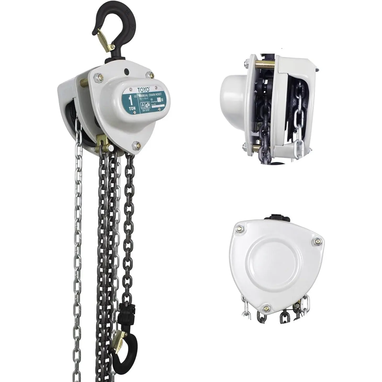 Chain Hoist 2200Lb,10ft Manual Chain Block Hoist 1ton Chain Fall 3M Come Along Hand Chain Hoist 2 Heavy Duty Hooks Industrial Grade Steel for Warehouse Automotive Construction Building