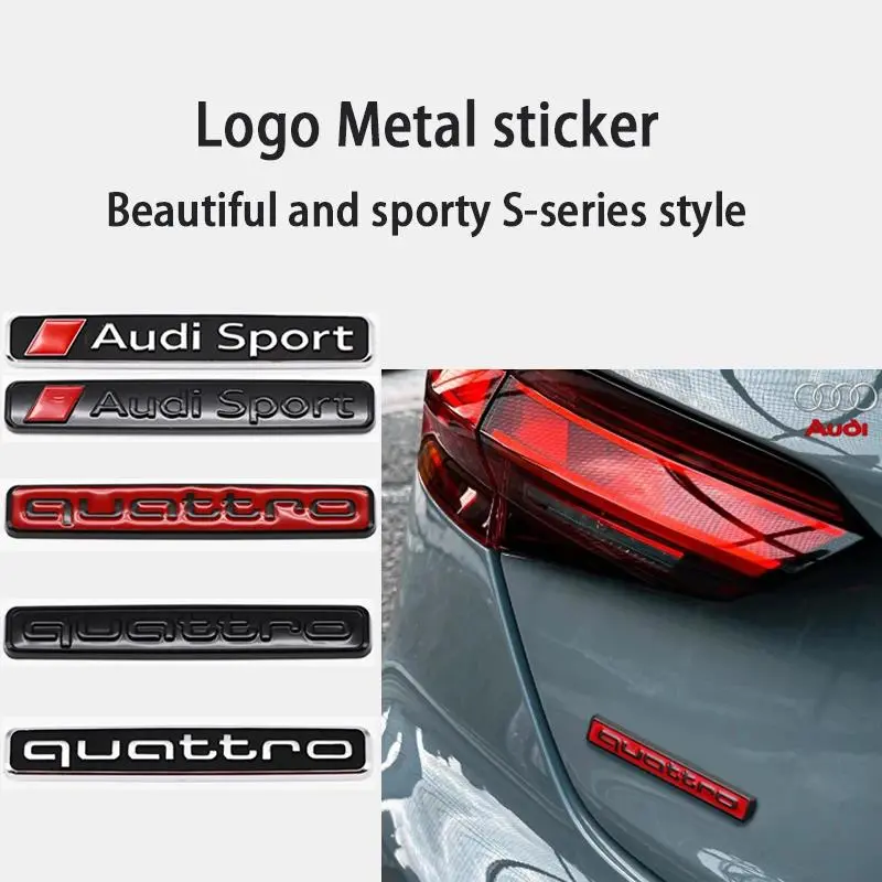Oem Audi Quattro Front Grille Badge, Metal Texture Three-Color Sport Emblem, Custom Fit Car Decoration Sticker for A3/a4/a5/a6/a7/a8/q3 Models
