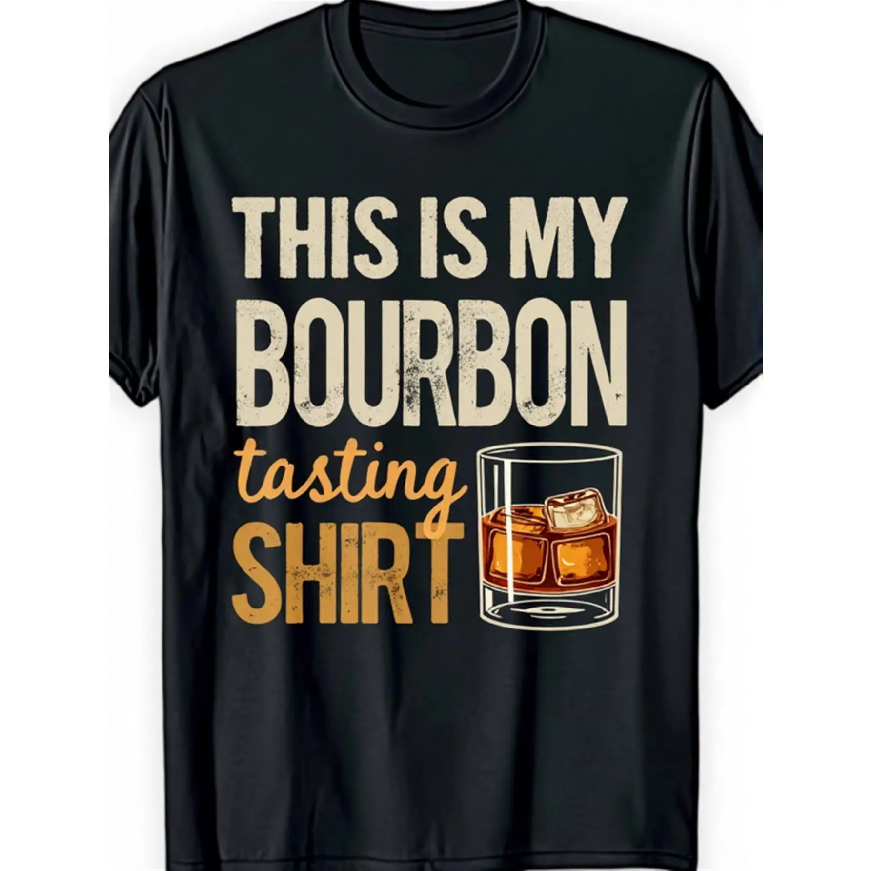 Men's Funny Bourbon Tasting Shirt - This Is My Bourbon Tasting Graphic Tee - Black Cotton Bourbon Whiskey Lover Gift - Regular Fit Casual Everyday & Party Apparel - Machine  Vintage Oversized