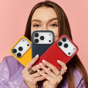 Perfect Gift for Her/Him Real Leather Litchi Grain iPhone Case with MagSafe, Anti-Fingerprint Clear Grip Shockproof Cover, Slim Protective Case with Soft Microfiber Lining for 12/13/14/15/16/17 Pro/Pro Max/Plus/Air