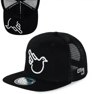 Effing Gear Flat Bill SnapBack Black Trucker Hat with Embroidery