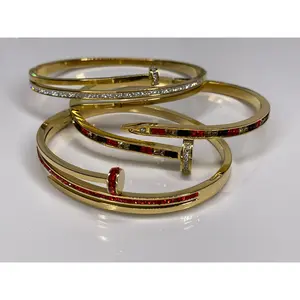 Stackable Gold Bangle Bracelets Tarnish free/Waterproof arm candy