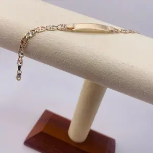 Oroconda Jewelry 14k Valen Heart Bracelet 3-Tone With Name Plate 4.6mm 6.5" Gold Fashion Accessory