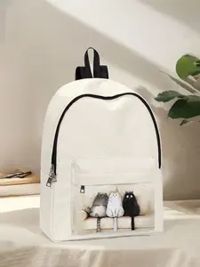Cat Print Backpack, Fun Design, Fashionable Look, Spacious Storage, Ideal for School, Business Trips, Travel, All Seasons Use