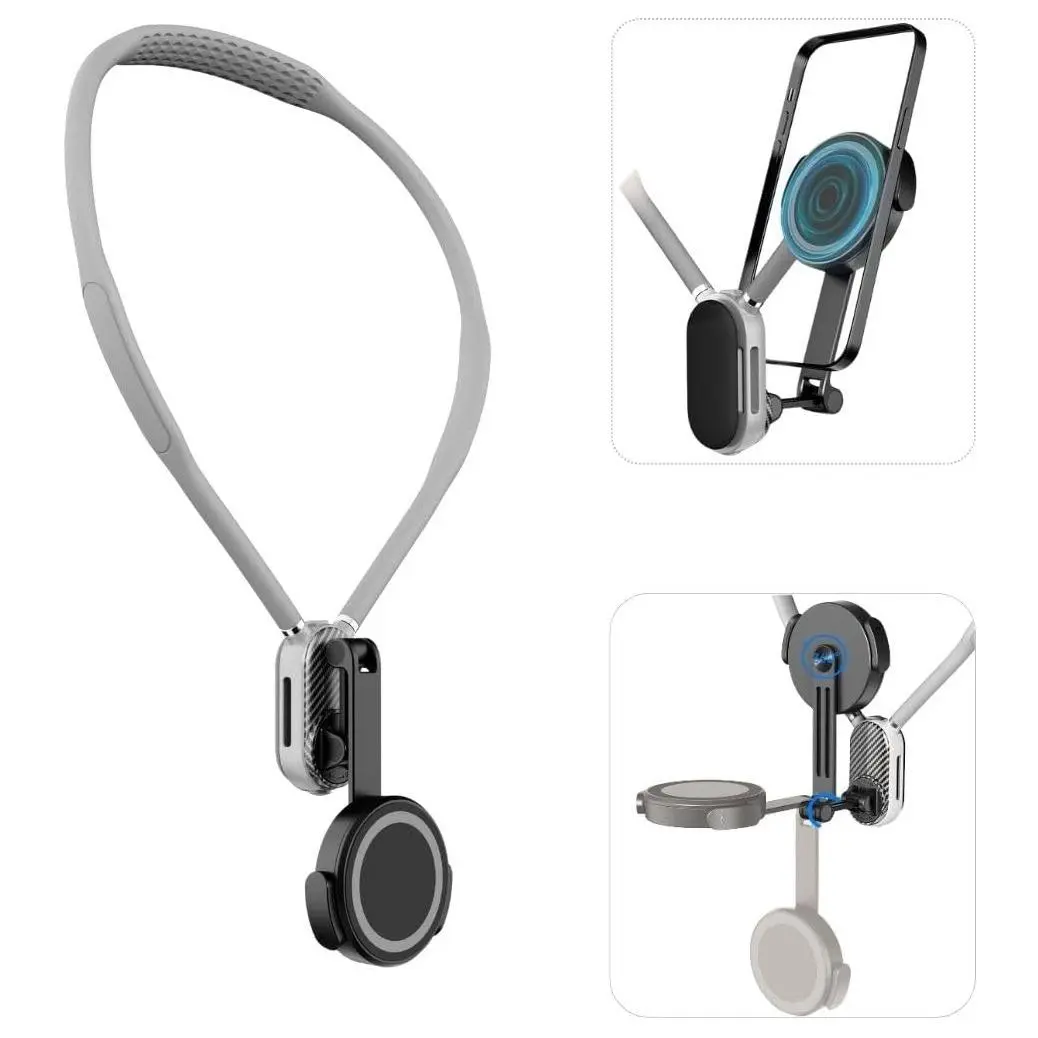 Magnetic Neck Phone Holder, Multifunctional Neck Mount Phone Holder, Phone Accessories for iPhone 16 15 14 13 12 Series Android Phone, Stand