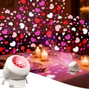 USB-Powered LED Heart-Shaped Projection Light with Adjustable Angle and Dynamic LED Lights - Romantic Valentine'S Day Decorative Lamp for Parties, Weddings, and Special Occasions, with Pink Hearts, USB-Powered, No Battery Needed
