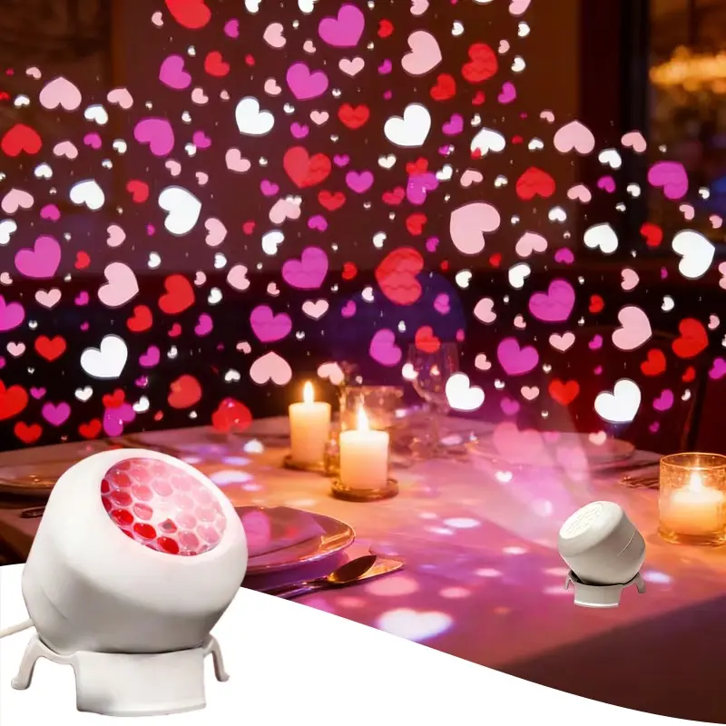 USB-Powered LED Heart-Shaped Projection Light with Adjustable Angle and Dynamic LED Lights - Valentine'S Day Decorative Lamp, Decorative Lighting for Parties, Weddings, and Special Occasions, with Pink Hearts, No Battery Needed